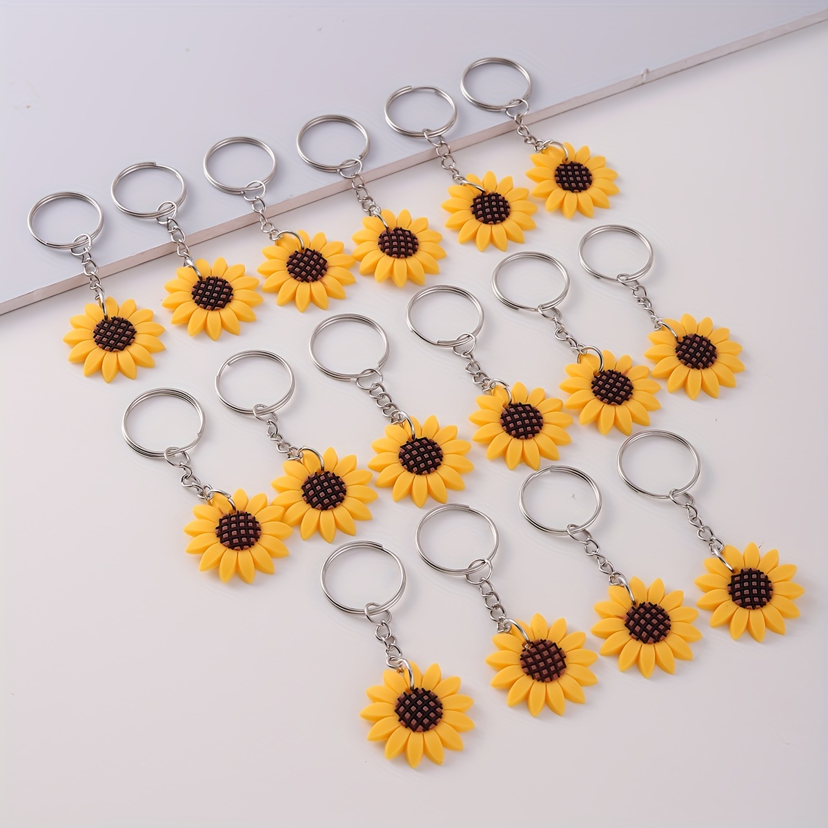 

16pcs Cute Sunflower Keychain Soft Pvc Key Chain Ring Purse Bag Backpack Charm Earbud Case Cover Accessories Party Supplies Gift