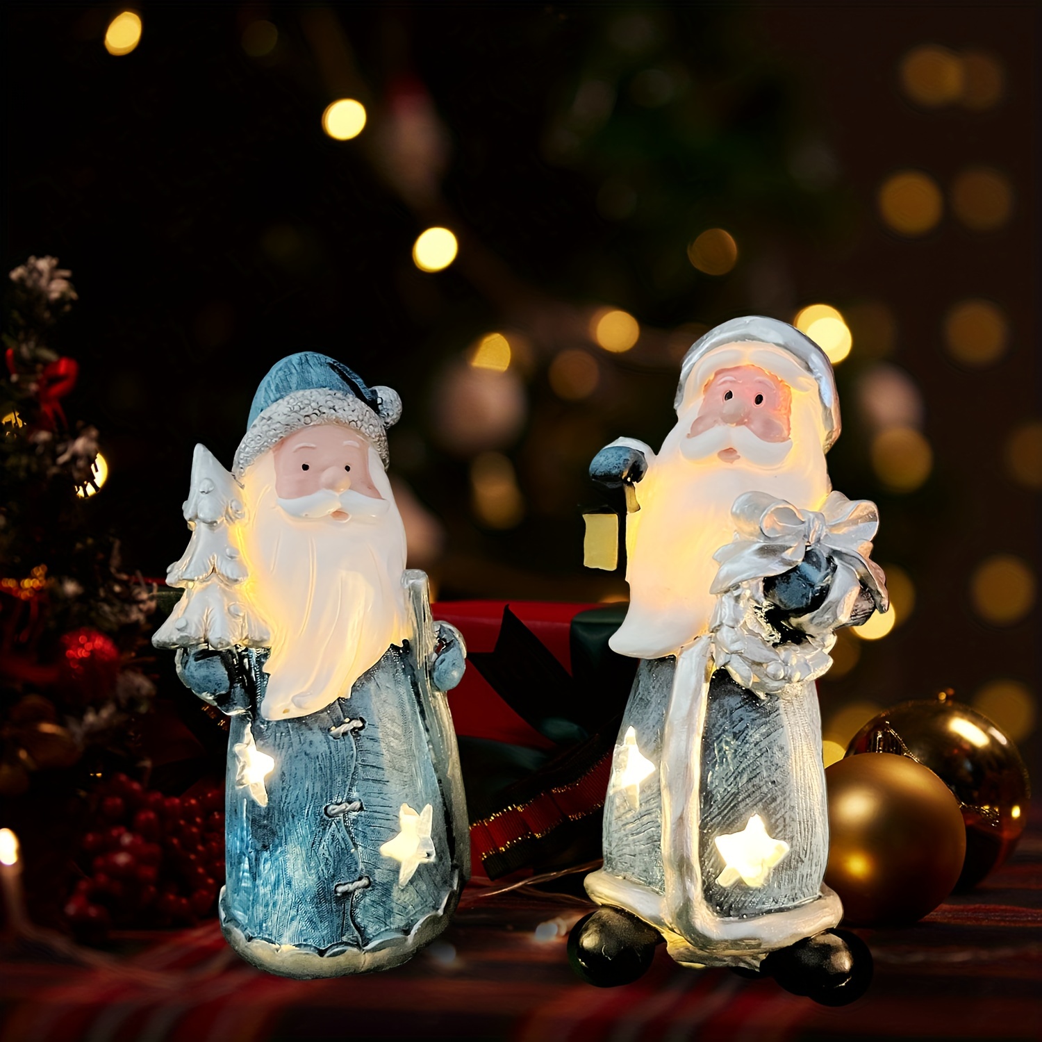 40 Pieces Christmas Miniature Figurines Mini Christmas Theme Resin  Miniature Crafts with Snowman Stockings Snowflake Christmas Tree Design for
