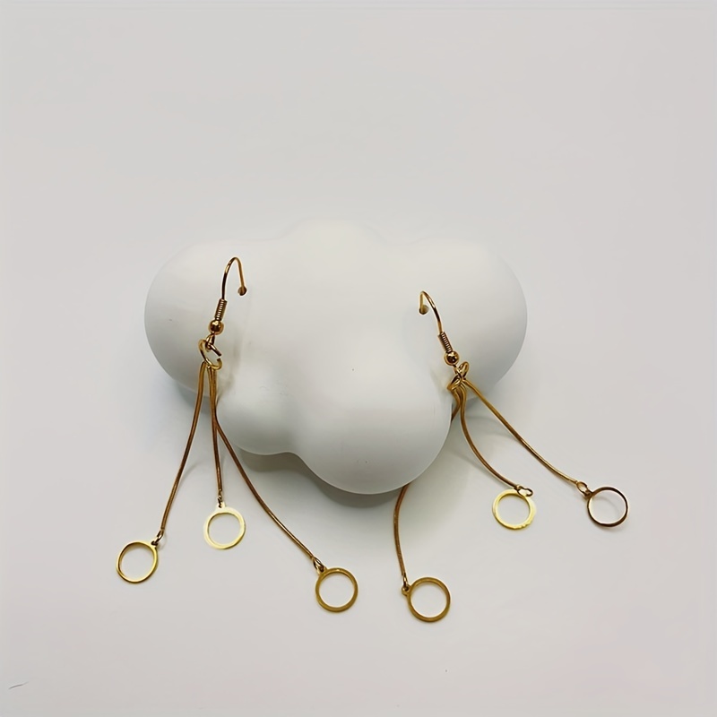 Men's Circle Drop Earrings Long Style