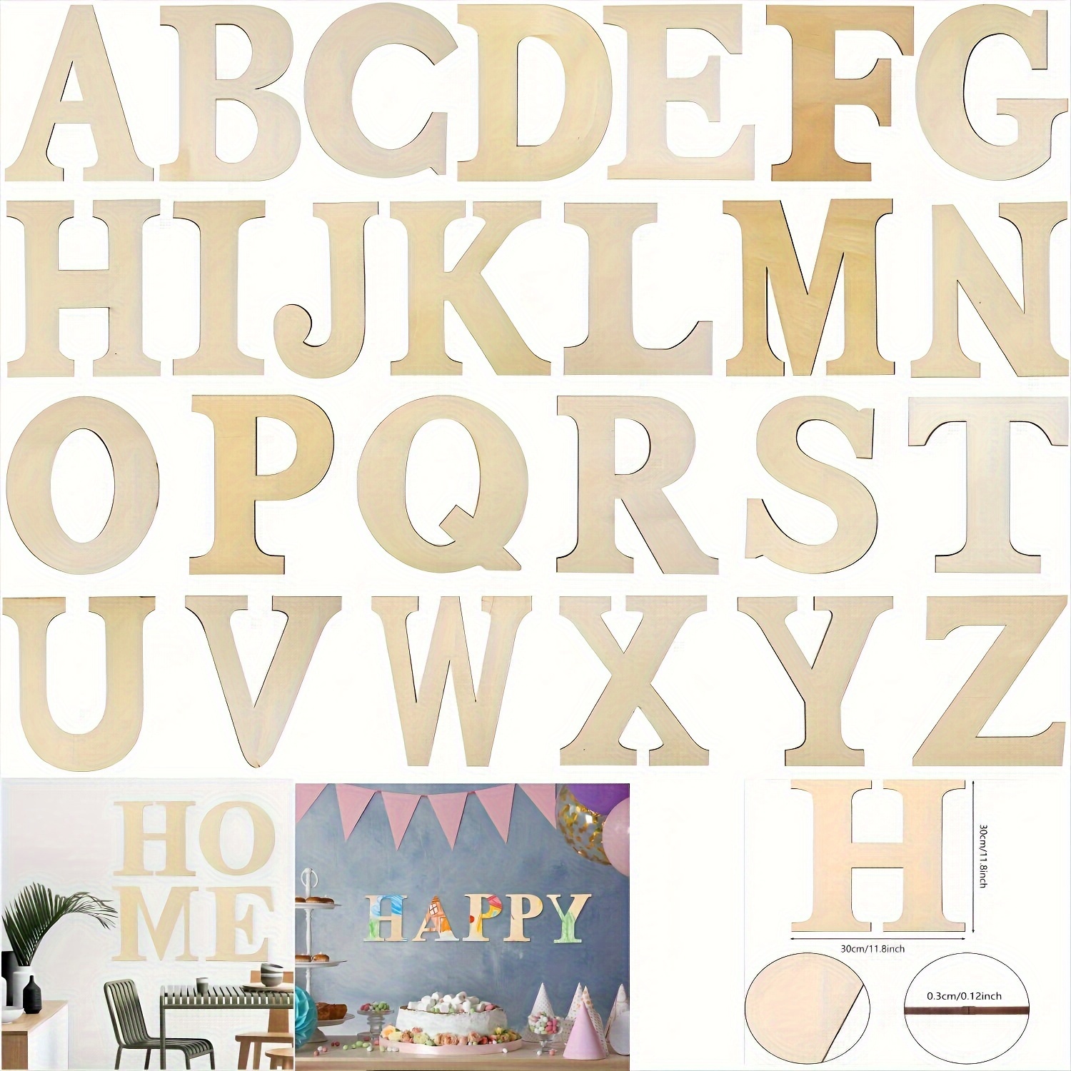 Letras decorativas de madera blanca, alfabeto de MDF para fiesta de boda,  decoración de vacaciones, regalos