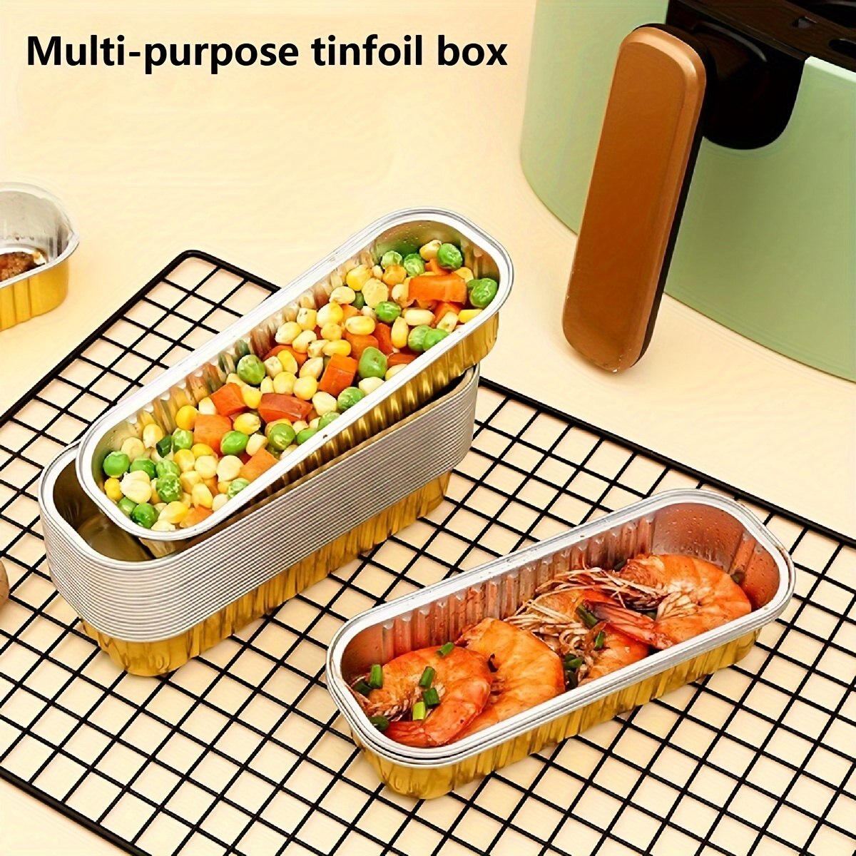 5pcs Air Fryer Special Aluminum Foil Baking Trays, Paper Baking