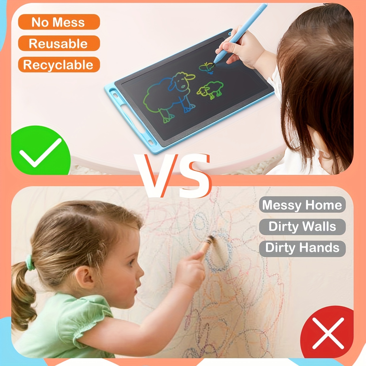 Colorful 10 inch LCD Writing Tablet，Erasable Reusable Electronic Drawing  Pads，Educational Birthday Gift for 3 4 5 6 7 8 Years Old Kids Girls Boys