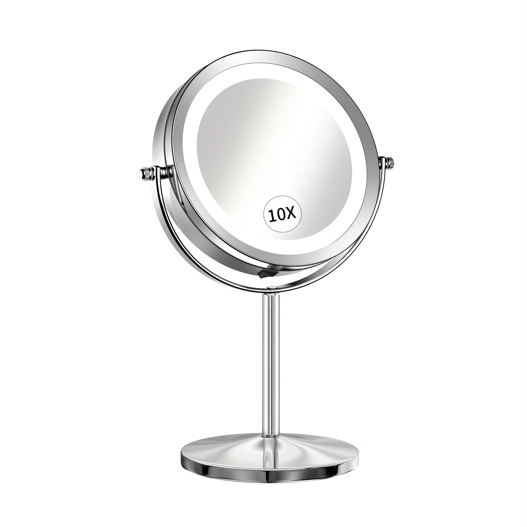 Espejo de maquillaje iluminado recargable montado en la pared, altura  ajustable, 8 pulgadas de doble cara 1X 10X espejo de tocador con aumento de  3
