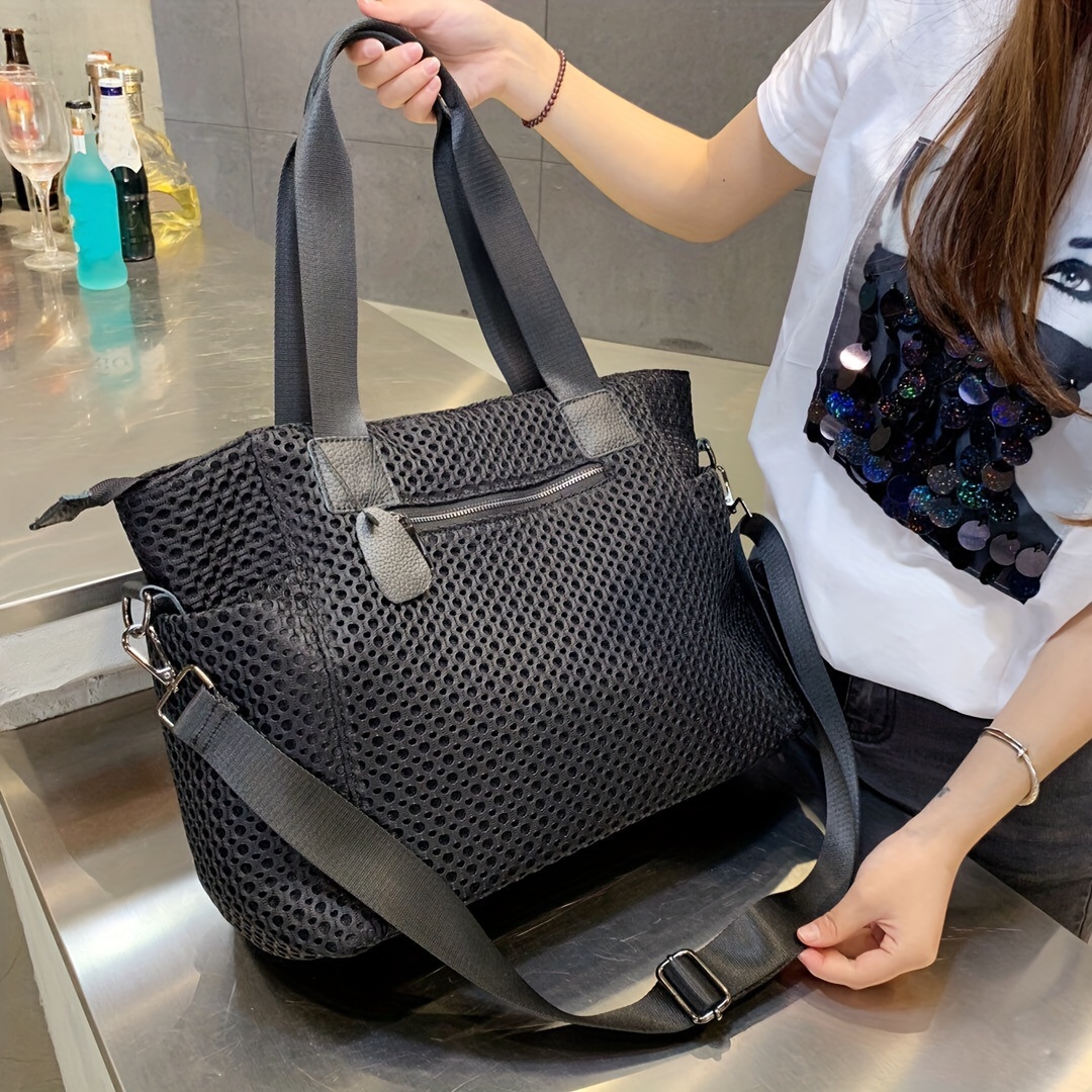 1pc mesh tote bag for women large capacity shoulder bag casual mom bag for going out travel details 6