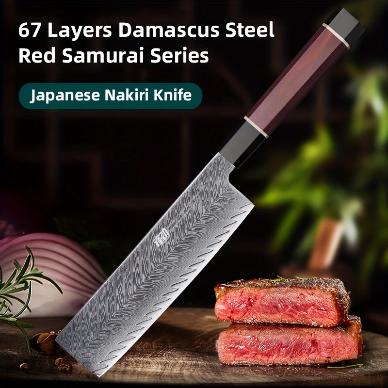 1 Cuchillo Japonés Nakiri Cuchillo Cocina Acero Damasco 67 - Temu