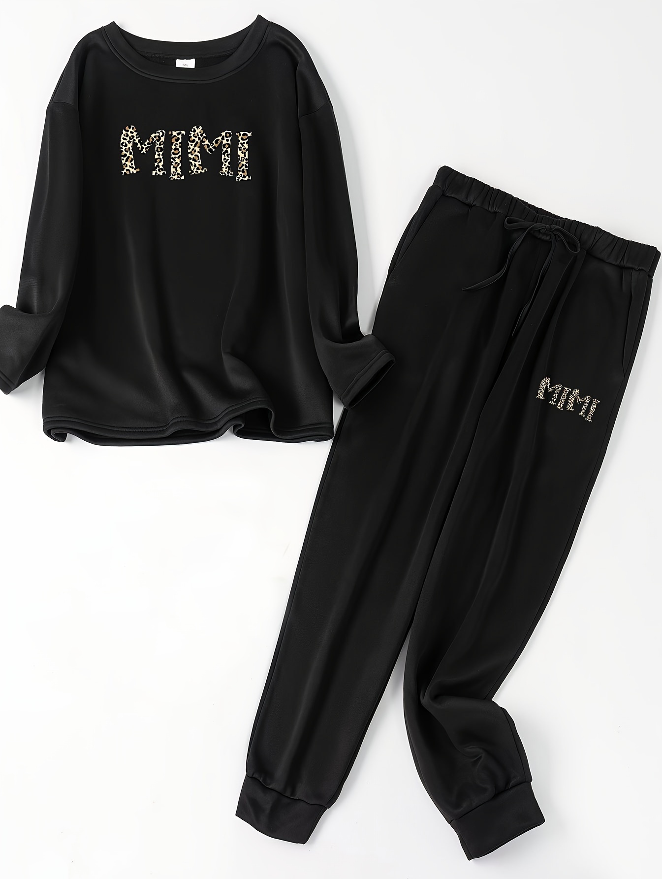 Leopard Print Lounge Set Long Sleeve Top & Joggers Pajamas