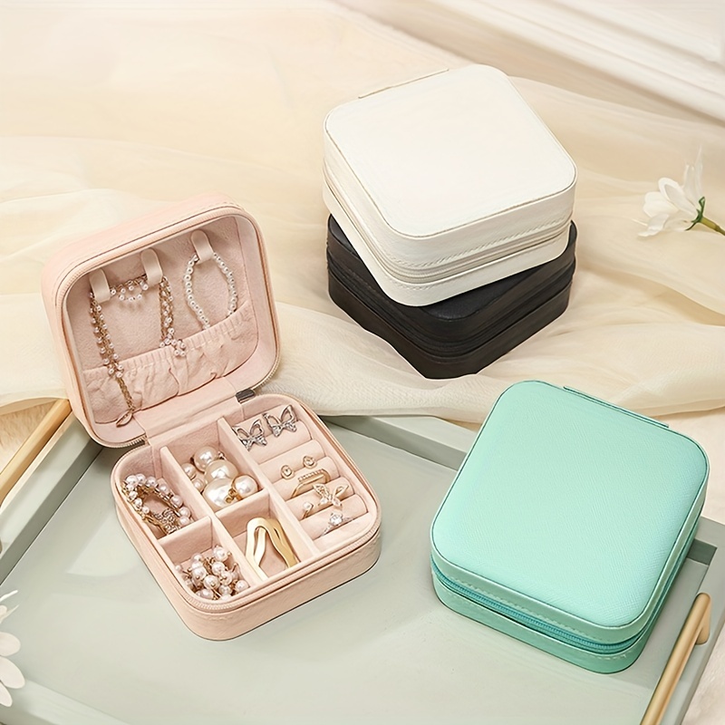 Mini Jewelry Box Portable Jewelry Storage Box Pu Leather - Temu