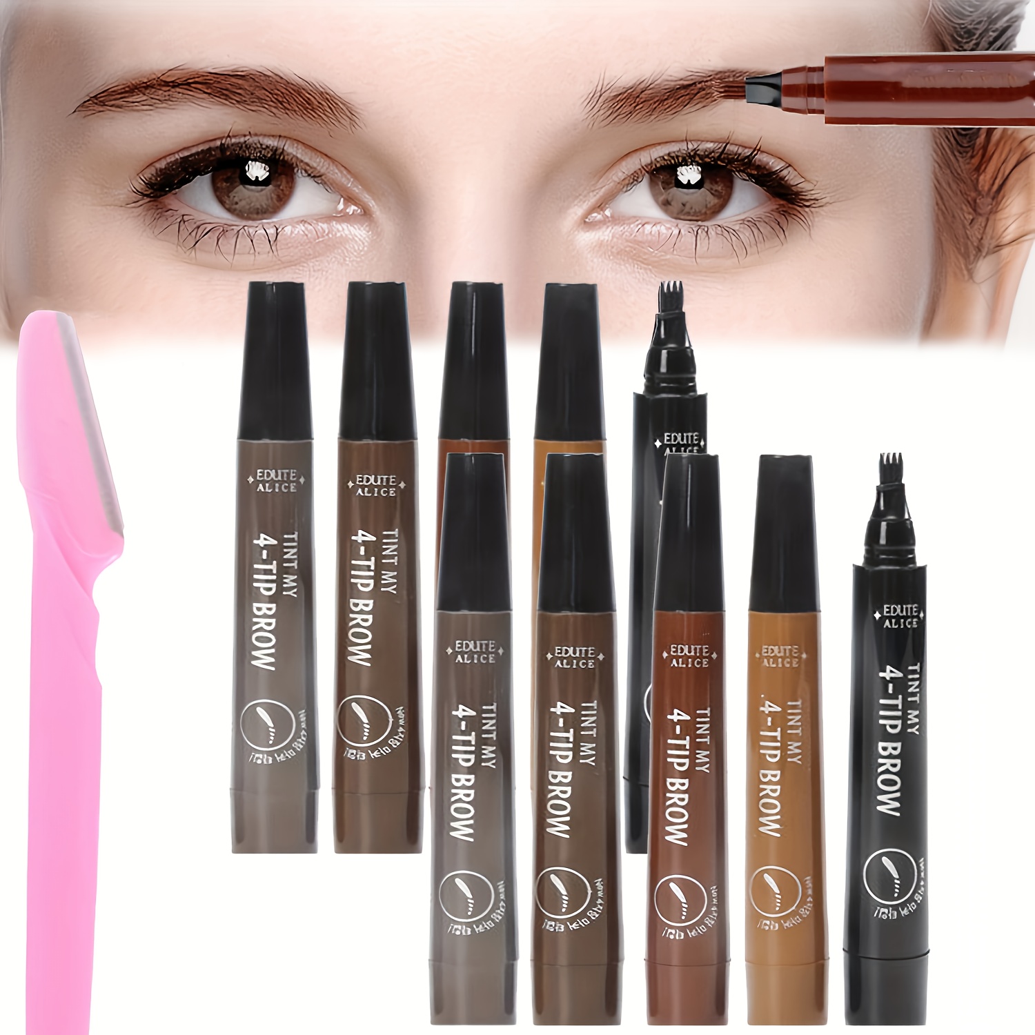 Waterproof Eyebrow Pencil With Microblading Blades 4 Split - Temu