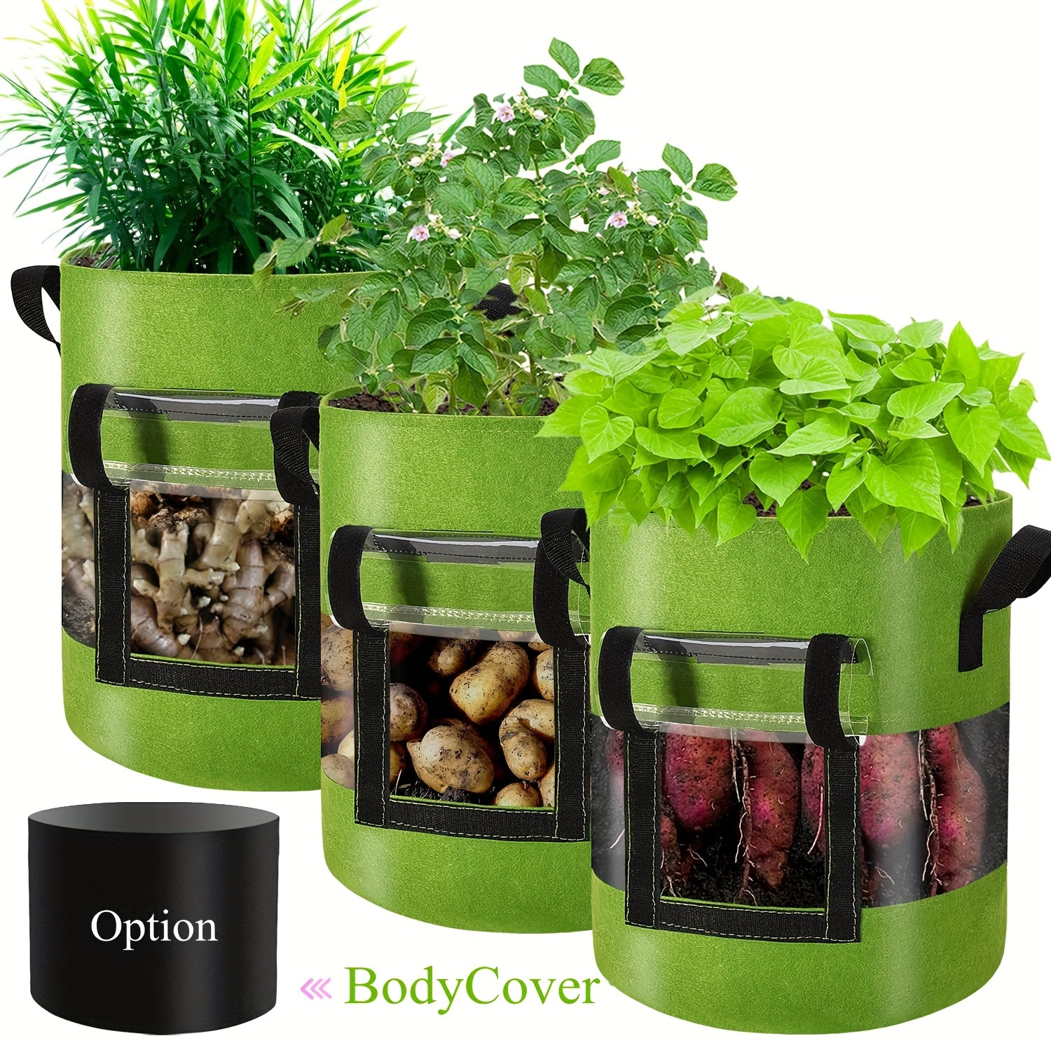 100 Gal. Plant Grow Bag Aeration Fabric Pots with Handles Black Grow Bag  Plant Container for Garden Planting( 6-Pack)