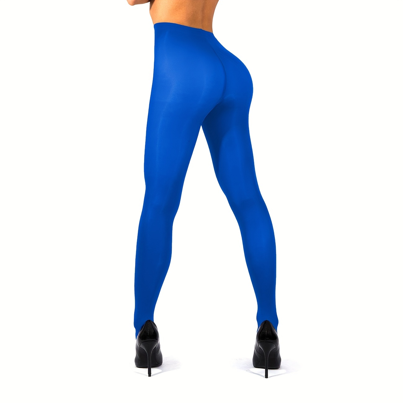 Women's Glossy Footed Yoga Pants Stretchy Crotchless Tights