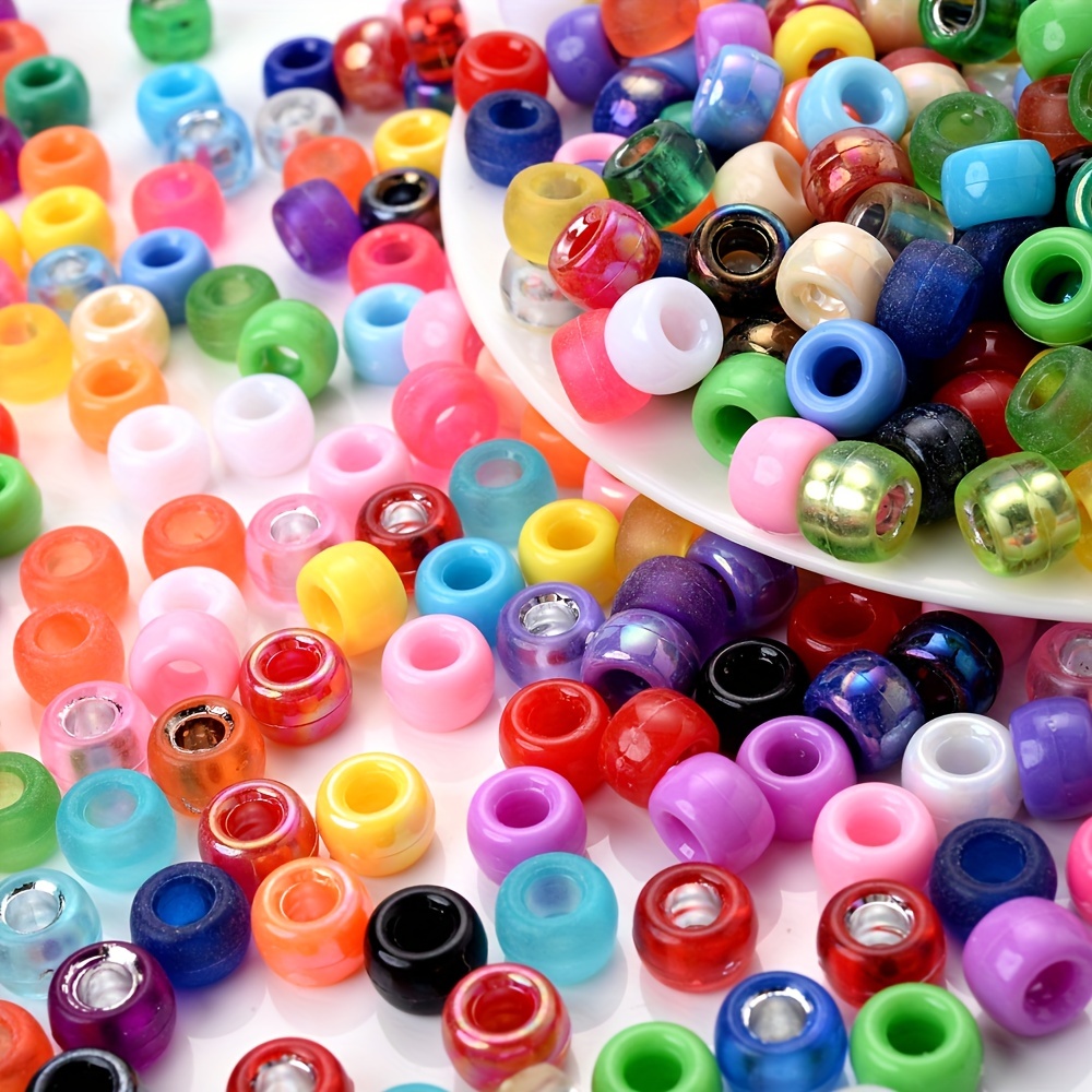 100pcs Pony Beads Plastic Beads for Craft Bracelets Making Hair