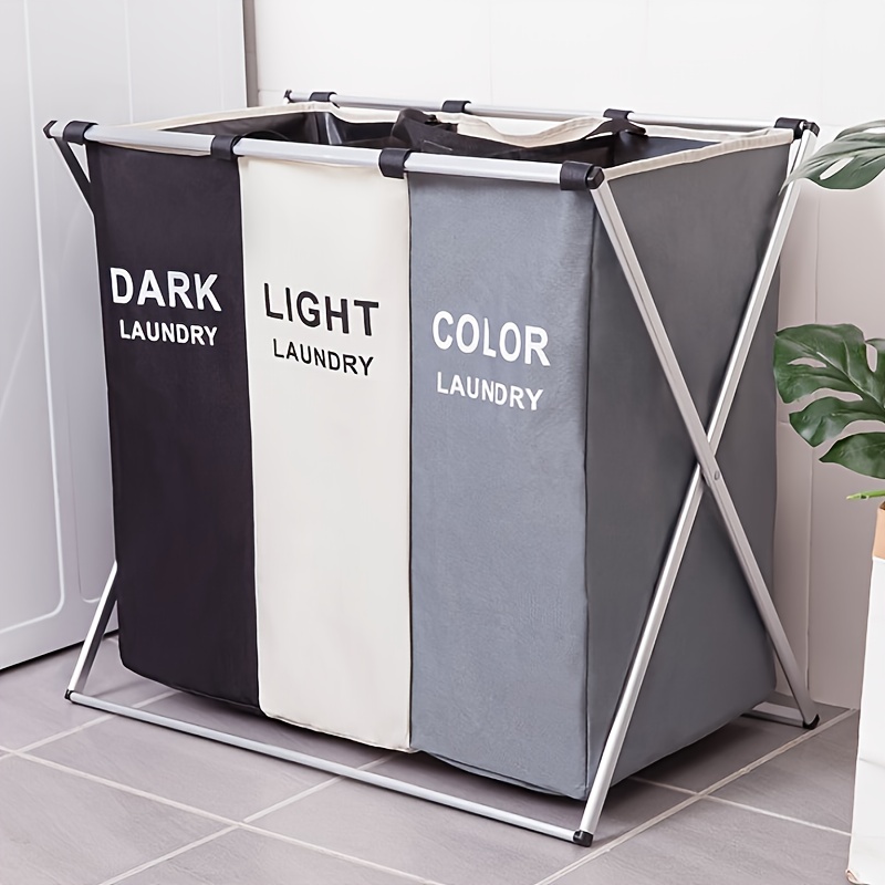 

1pc 35l Foldable Laundry Hamper With Aluminum Frame - Portable Waterproof Dirty Clothes Storage Laundry Basket For Bathroom, Bedroom, And Home - 24'' × 14'' × 23''