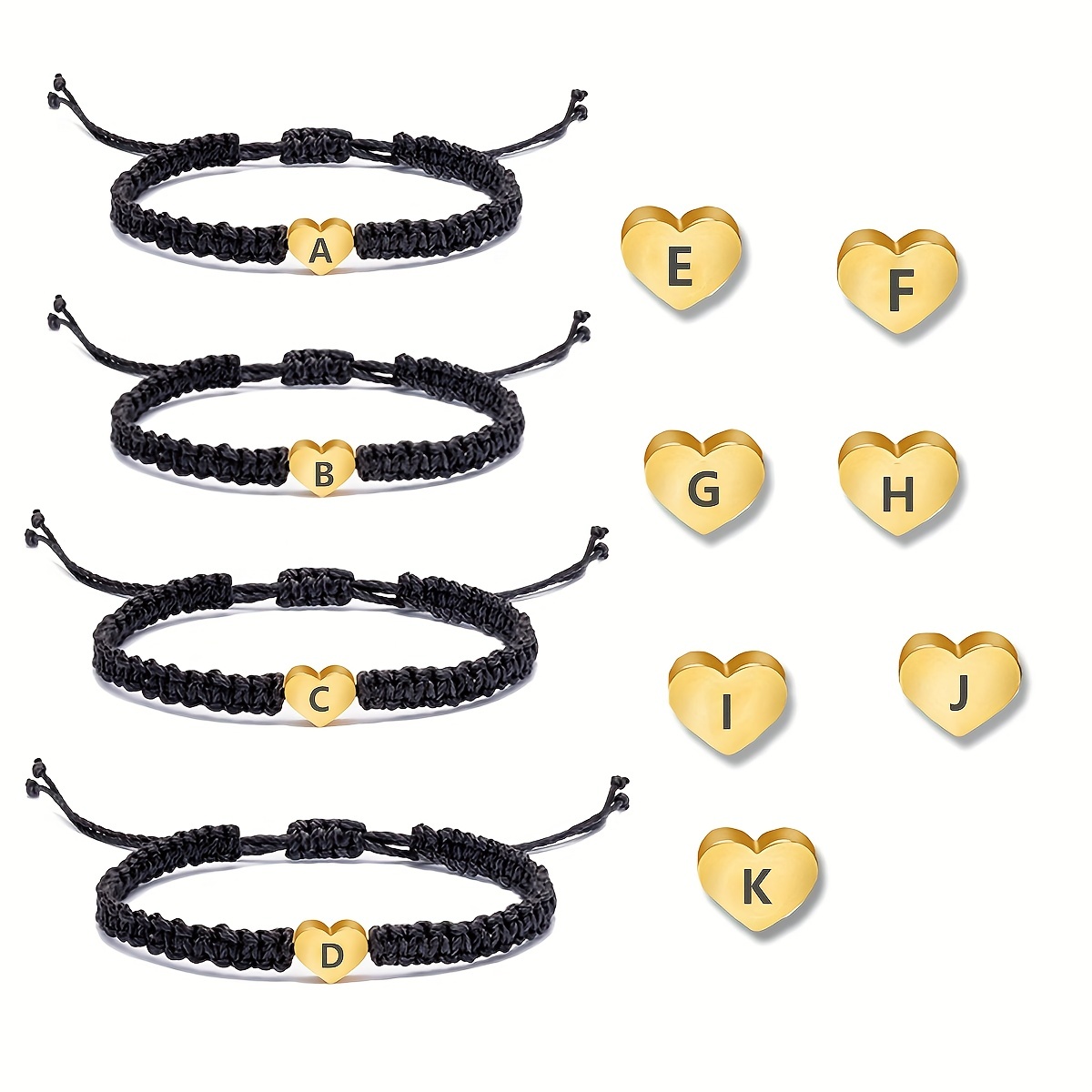 WGOUP Letter Initial Heartstring Bracelet Hand Rope Woven Bracelet  Girlfriend Bracelet Couple Bracelet,Z(Buy 2 Get 1 Free)
