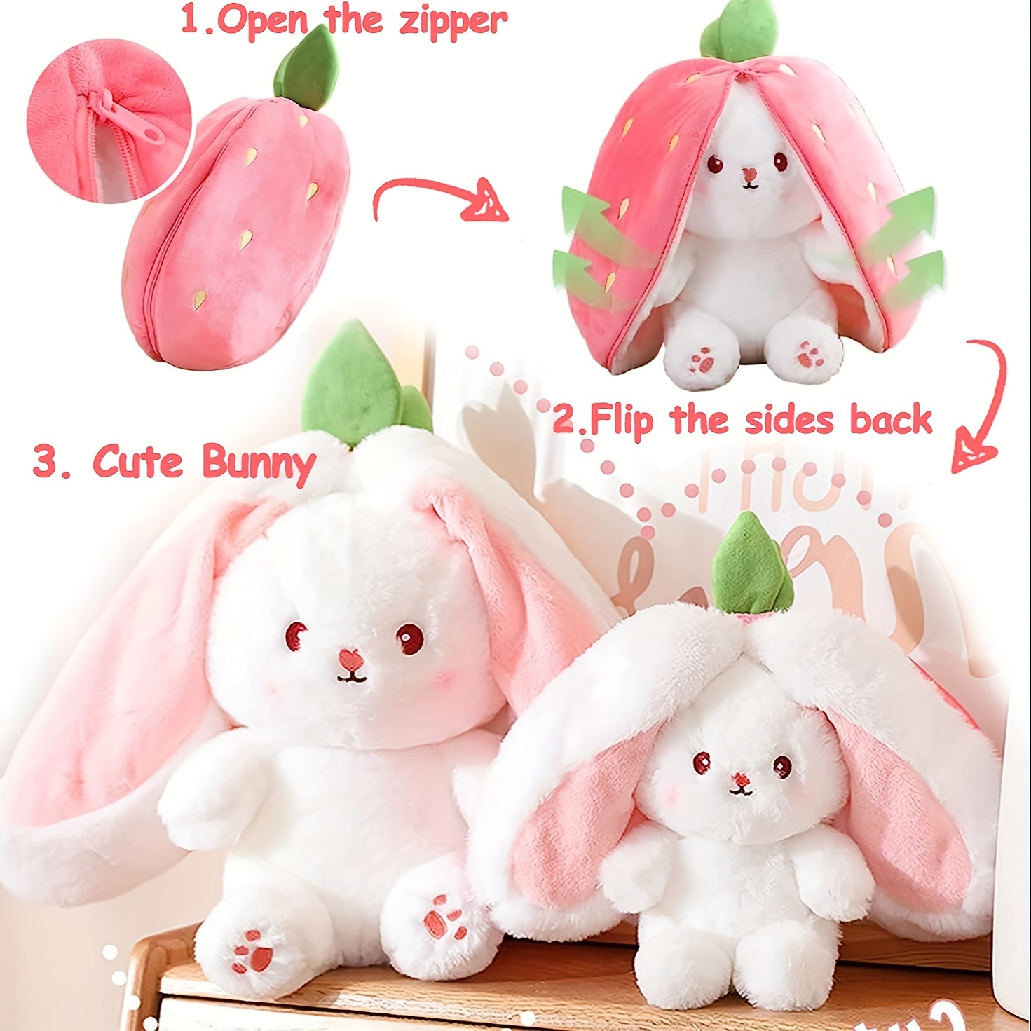 Bunny Stuffed Animal Reversible Cuddle Bunny Stuffed - Temu Oman