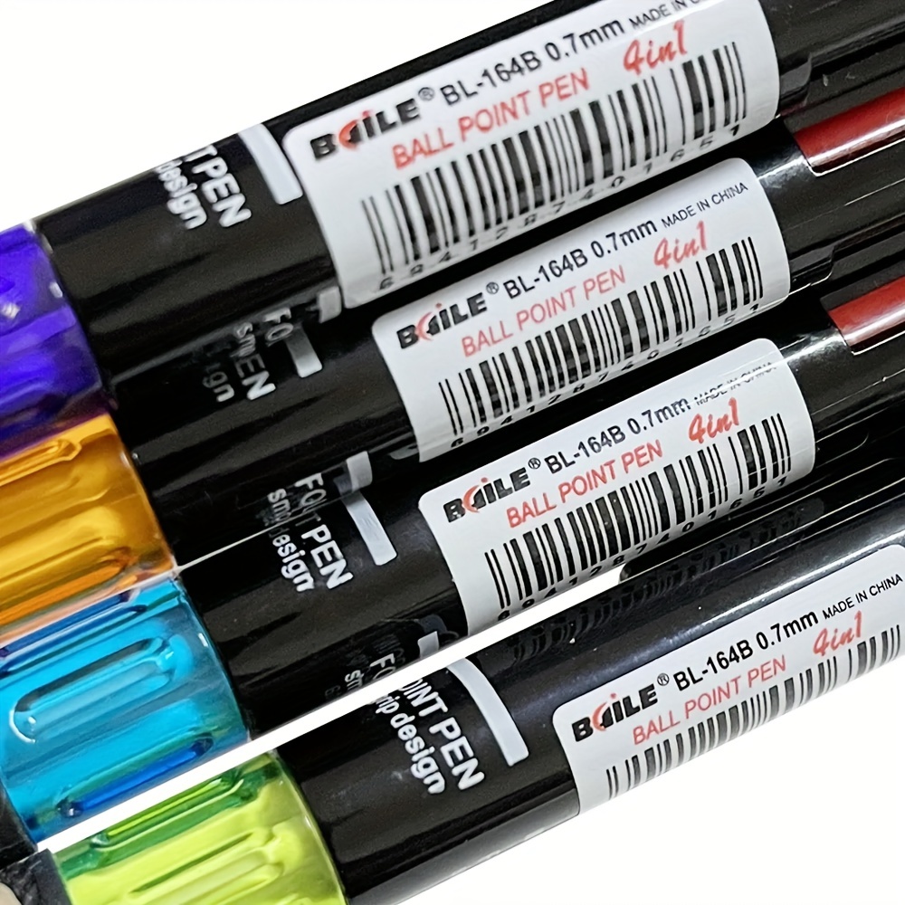 Stylos à bille multicolores mignons 4 en 1, stylos à bille à encre