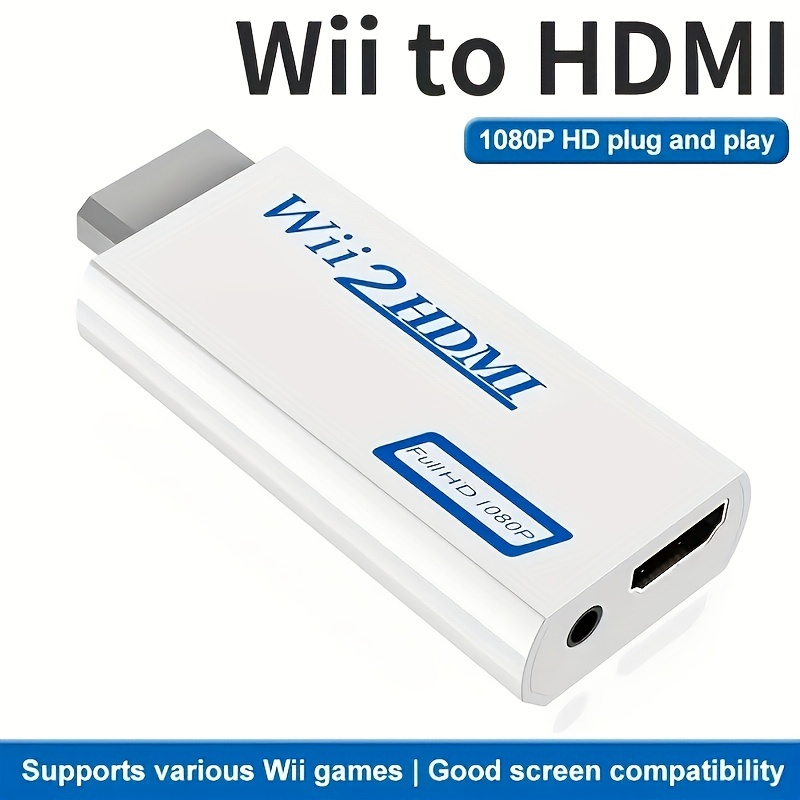 Wii portátil a HDMI Wii2HDMI Full HD Converter Adaptador de salida de audio para  TV blanco