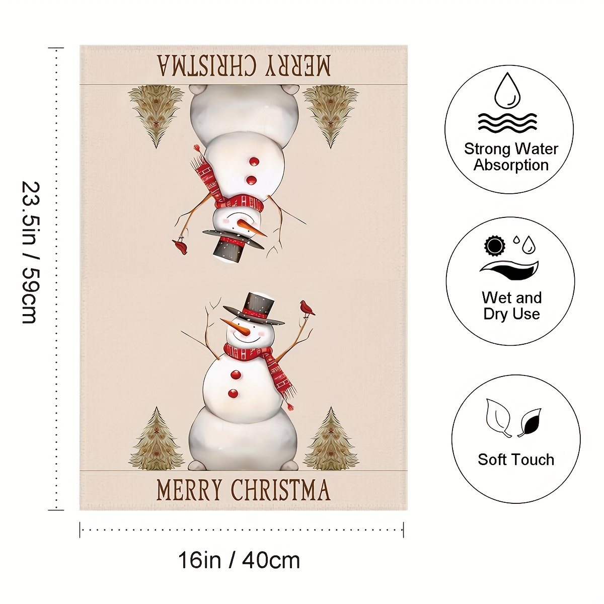 Christmas Hand Towels Santa Claus Snowman Pattern Winter - Temu