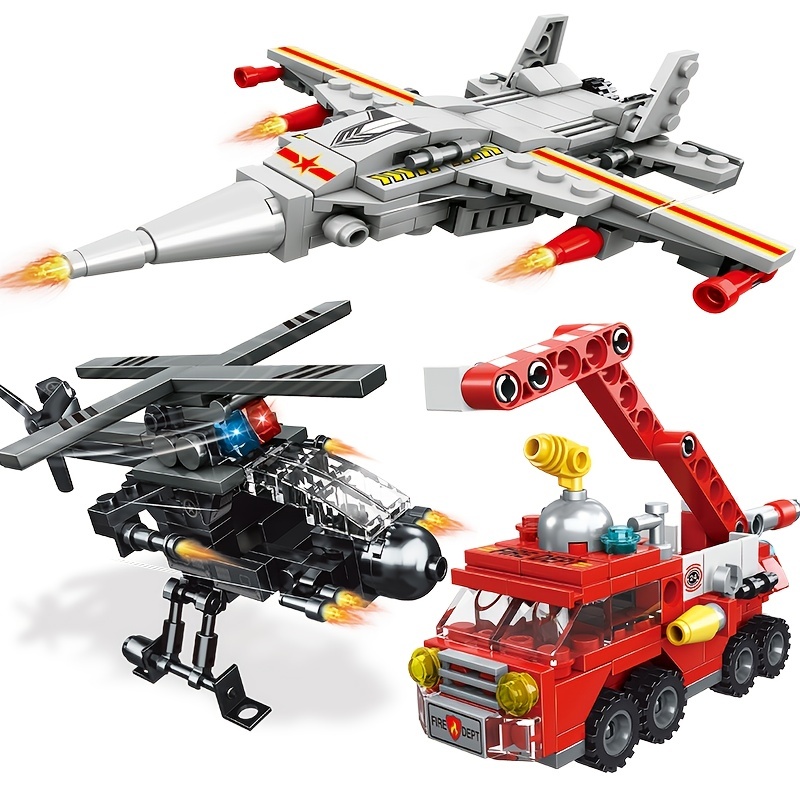 Juguete de avión con juego de helicópteros de juguete para automóvil,  juguete de avión desmontable para niños y niñas, transporte de carga,  Patrulla
