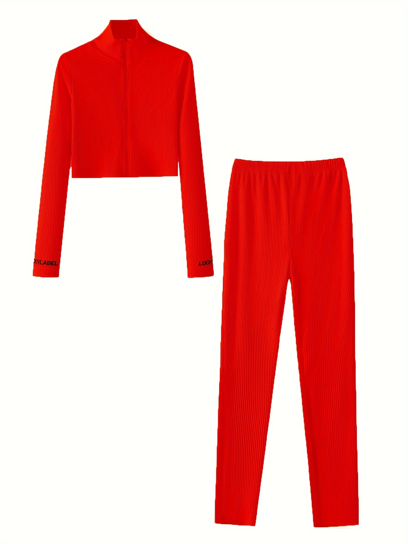 2 Piece Solid Color Lace Up Tops+Bodycon Pants - Red, XL  Crop top  sweatshirt, Crop top and sweatpants, Sweatshirts women