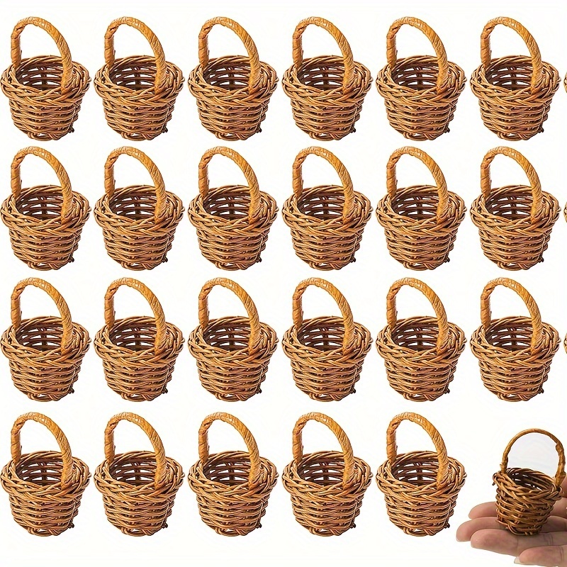 DOITOOL 10 mini cestas tejidas con asas, cesta de flores para casa de  muñecas, cesta pequeña de ratán para pícnic, cesta de regalos de dulces,  para