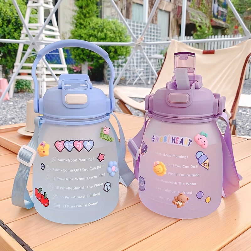 850ml/650ml Kawaii Frog Water Bottle For Kids Boys Girls School Sports Drink  Bottle With Straw Strap Plastic Outdoor Camping Cup