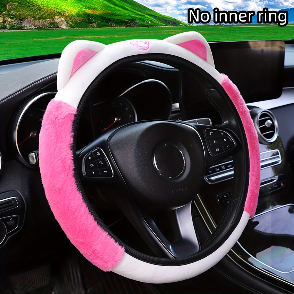 Fluffy Steering Wheel Cover Cartoon Kawaii Steering Wheel Cover Car Stuff  for Women 