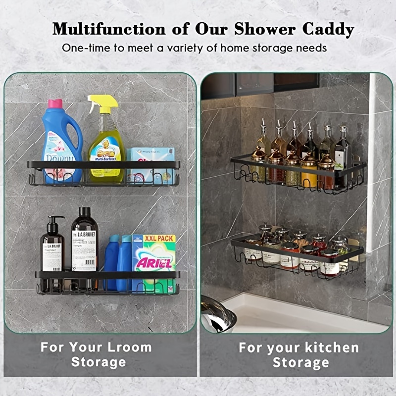 Shower Shelf Soap Holder Bathroom Shower Storage No Drilling With Shower  Soap Dish, Hooks And Towel Holder Wall Mounted Rustproof Self Adhesive  Holder