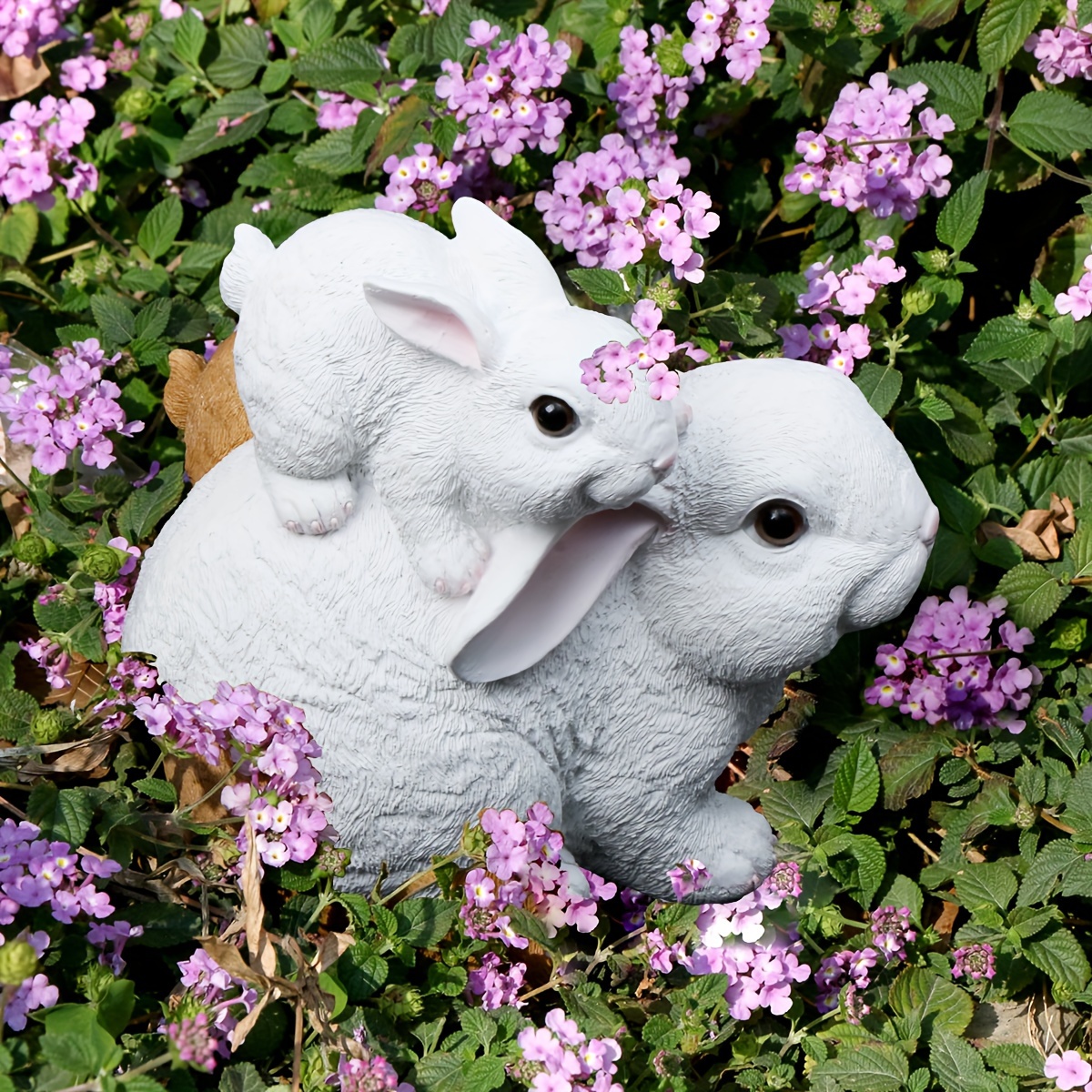 Bunny Statue Garden Statues Rabbit Figurines Decor Outdoor Polyresin Easter  Decorations Bunnies Gifts Home House Kitchen Figurine Patio Lawn Yard Art