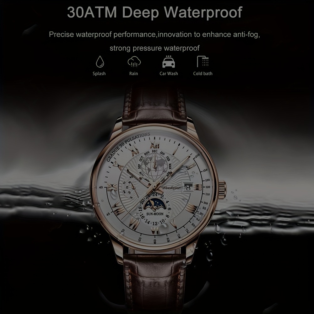 poedagar waterproof luminous calendar leather quartz mens watch trendy mens wristwatch 2
