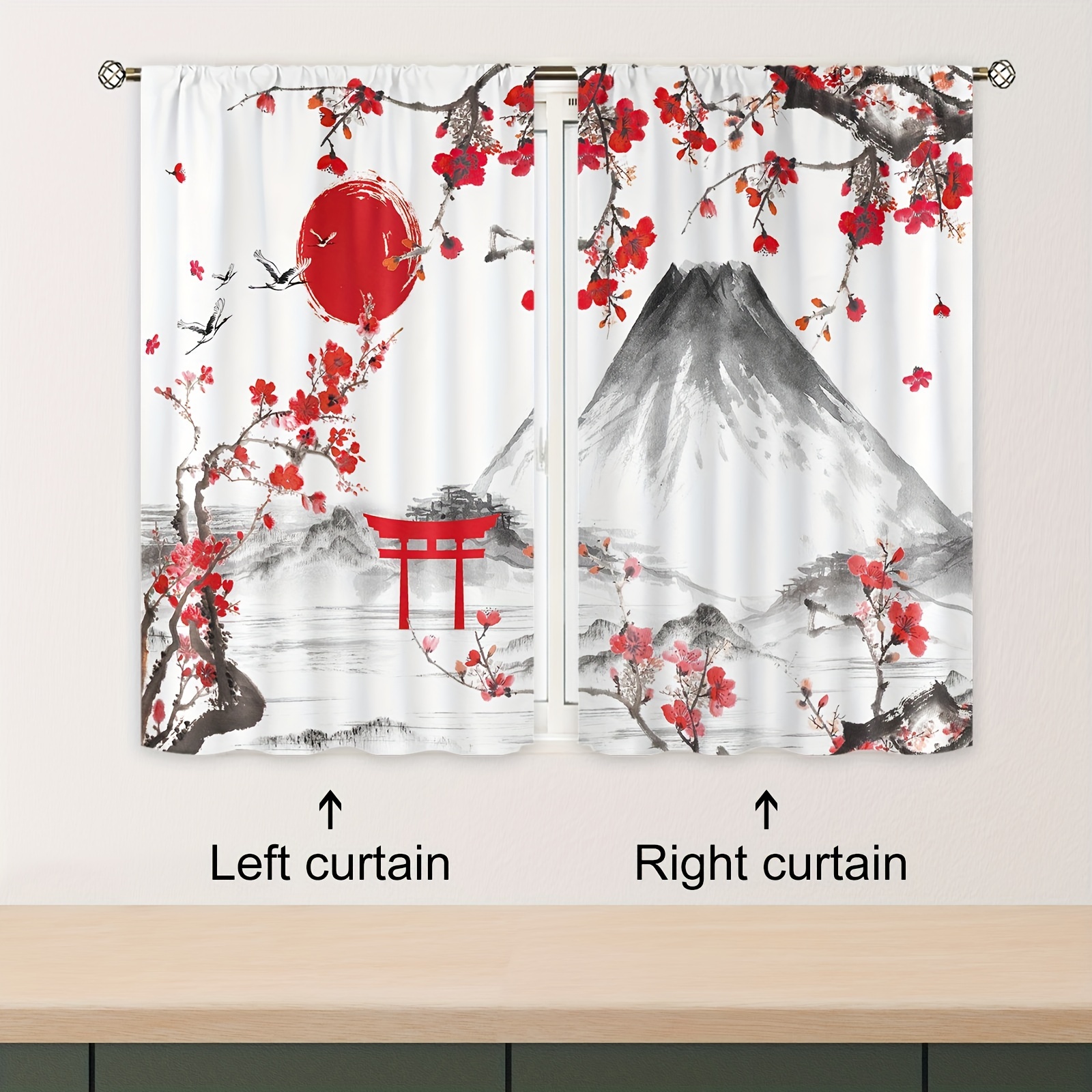 2 Tende Da Cucina Giapponesi Fuji Mountain Cherry Asian Anime Theme  Borgogna Sole Acquerello Floreale Tasca Per Asta Tenda Da Caffè Per Camera  Da Letto Soggiorno Decorazioni Per La Casa, 27,5x39 Pollici - Temu Italy