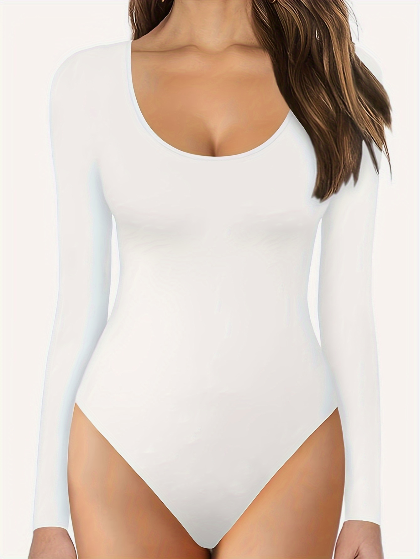 Women's Tummy Control V Neck Bodysuit Built in Bra Backless - Temu