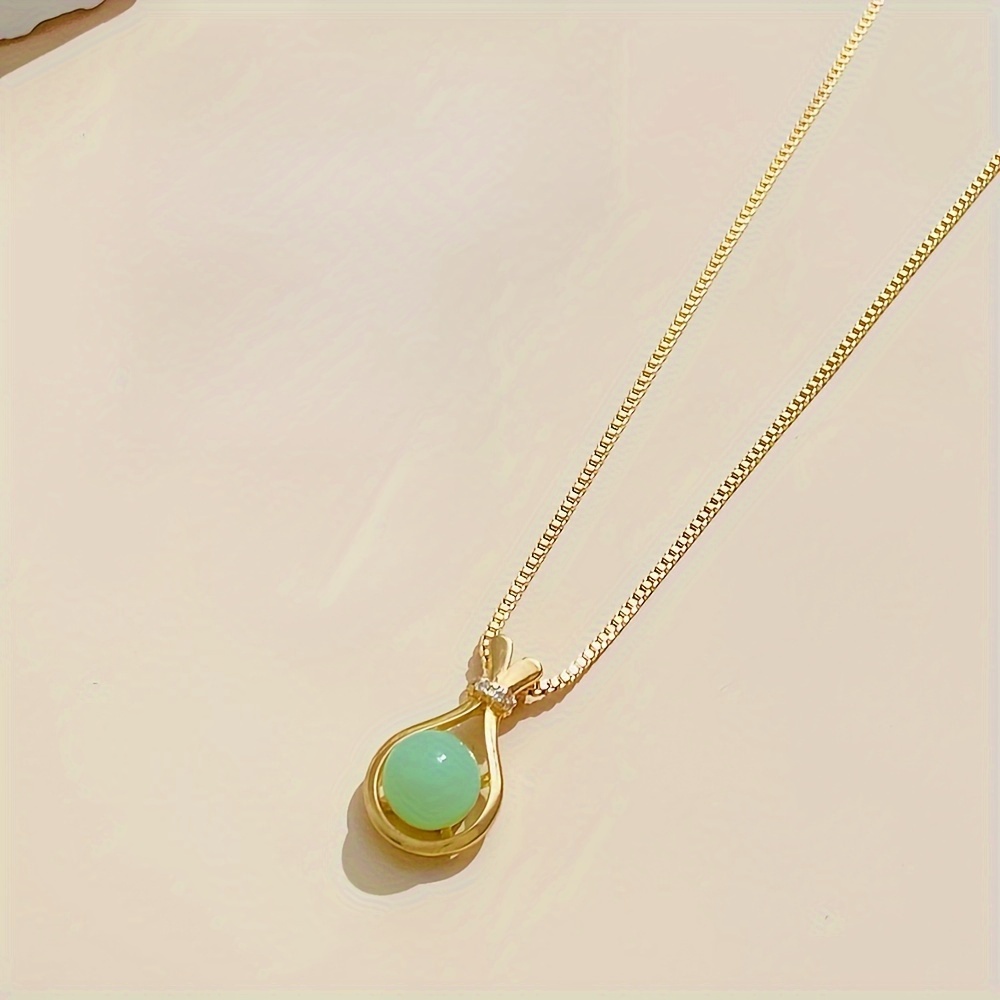 1pc delicate imitation pearl jade ball pendant necklace 5
