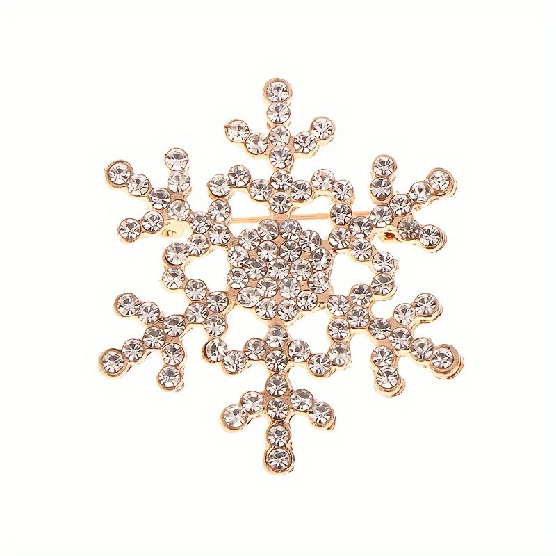 Snowflake Brooch Rhinestone Pins Christmas New Year Flower Party Brooch Gift for Men,Temu