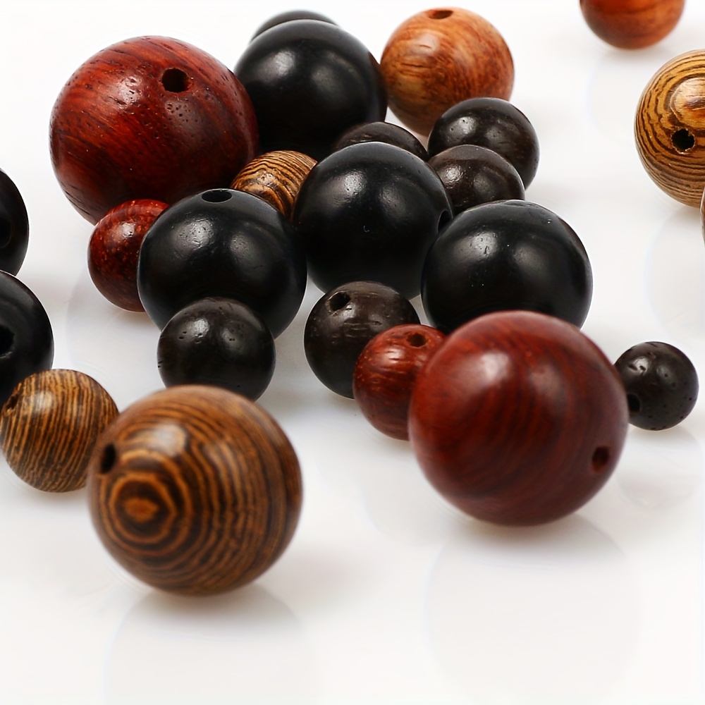 Wenge Black Ebony Natural Wood Beads Round Wood Loose Beads - Temu