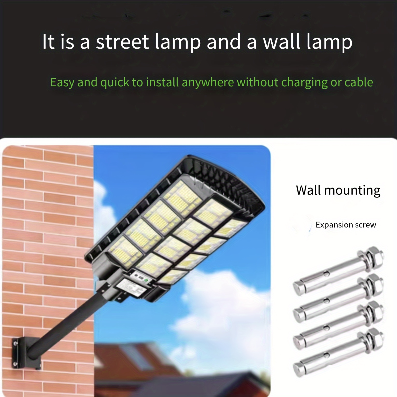 1pc high power integrated solar lamp human body induction light control remote control high brightness led large lamp beads irradiation area up to 300 square meters suitable for courtyards parks roads farms free bracket wall parts package details 5