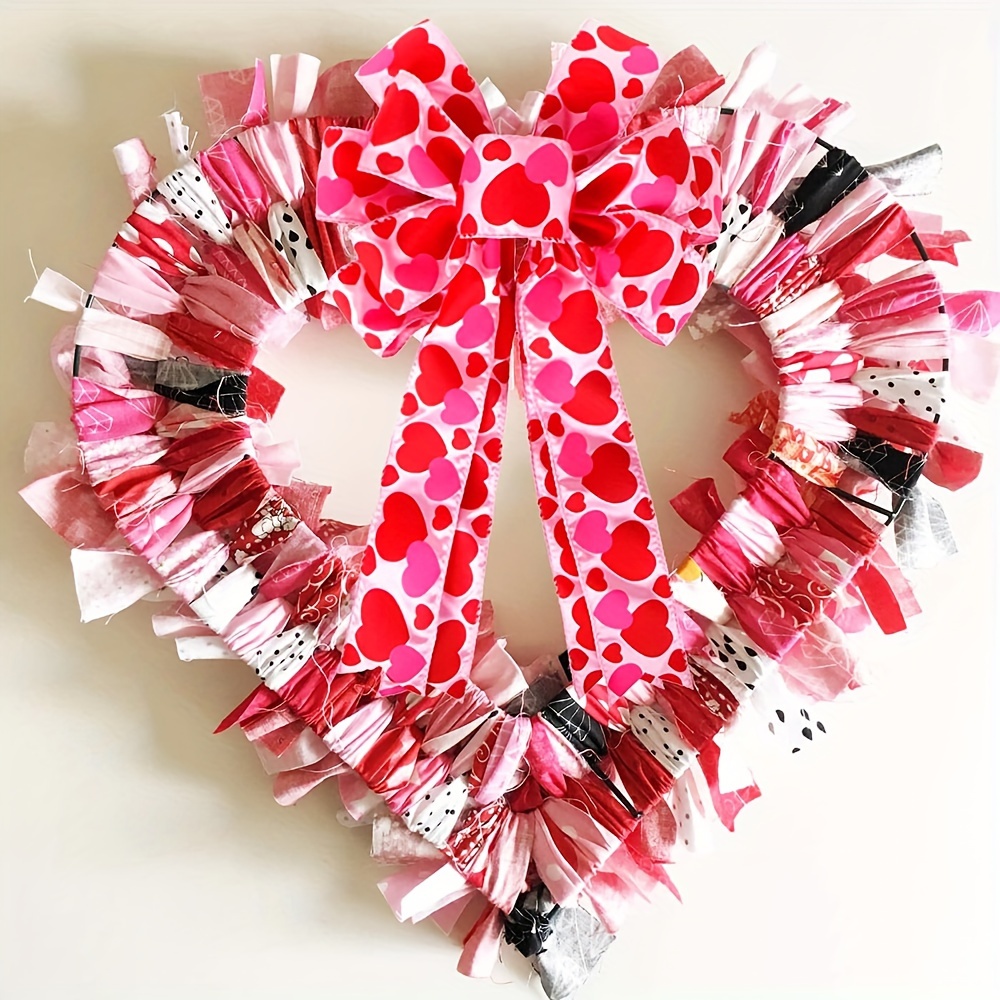 Valentine Wreath for Front Door, Valentine Heart Wreath, Red