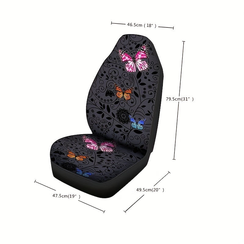 2pcs Set Butterfly Print Car Seat Covers, Universal Fit Car Seat Covers For  Front Seats Only, Automotive Bucket Seat Cushion Pad