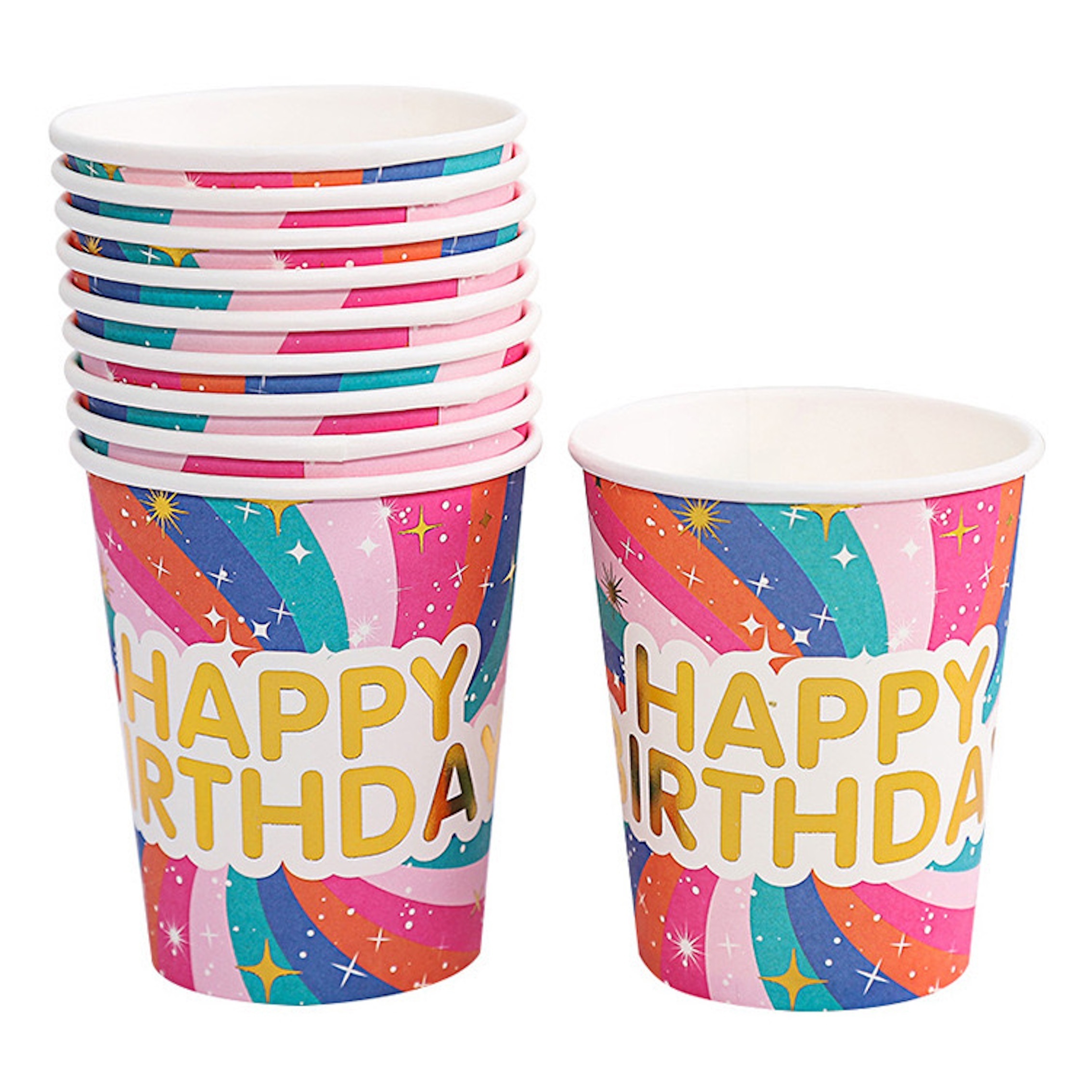 Set 48pz Bicchieri Di Carta Per Feste Happy Birthday Usa E Getta Compleanno  Party 