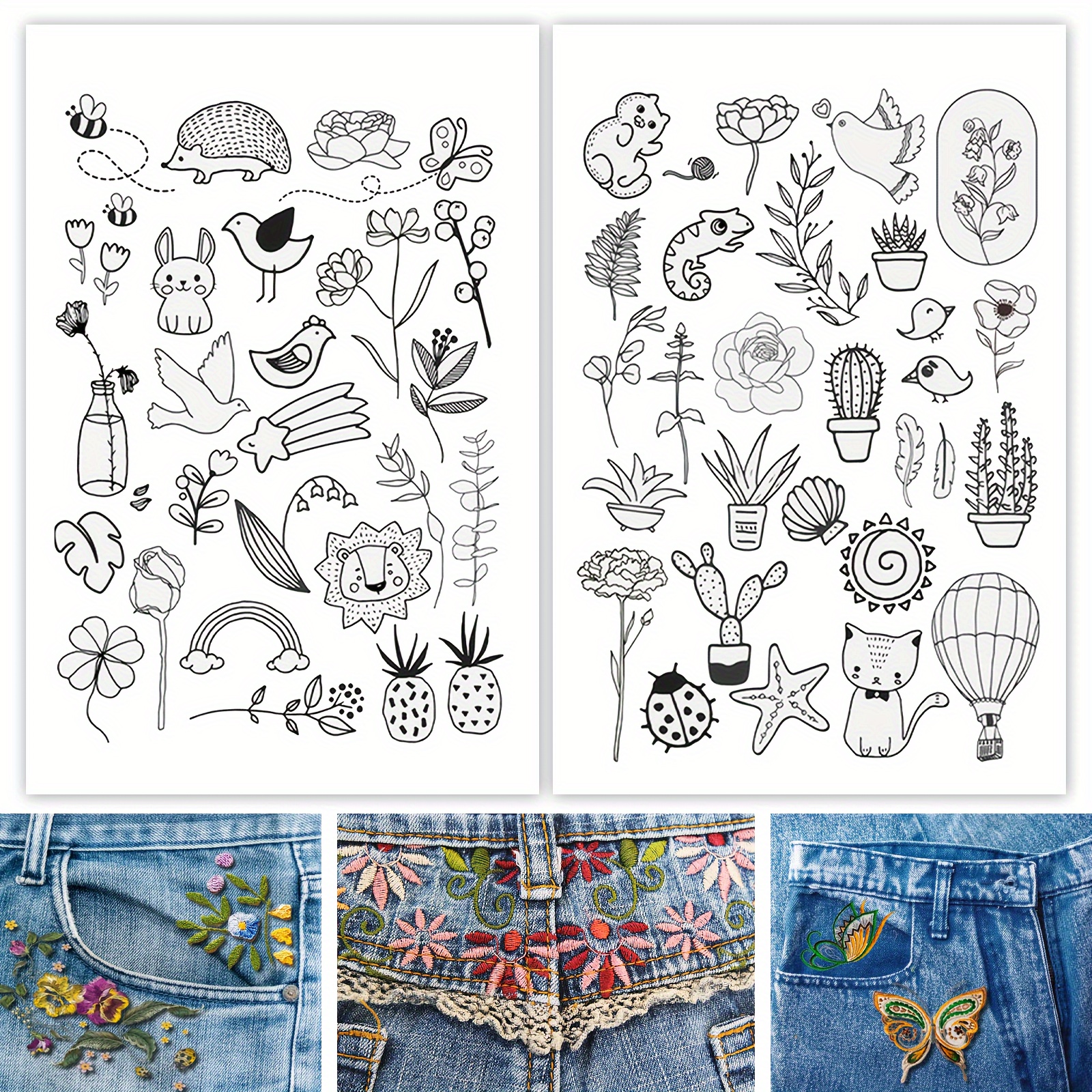 72 Pcs Water Soluble Embroidery Patterns Stabilizers, Stick and Stitch  Embroidery Transfers Paper with Floral Letter Number Patterns for  Embroidery
