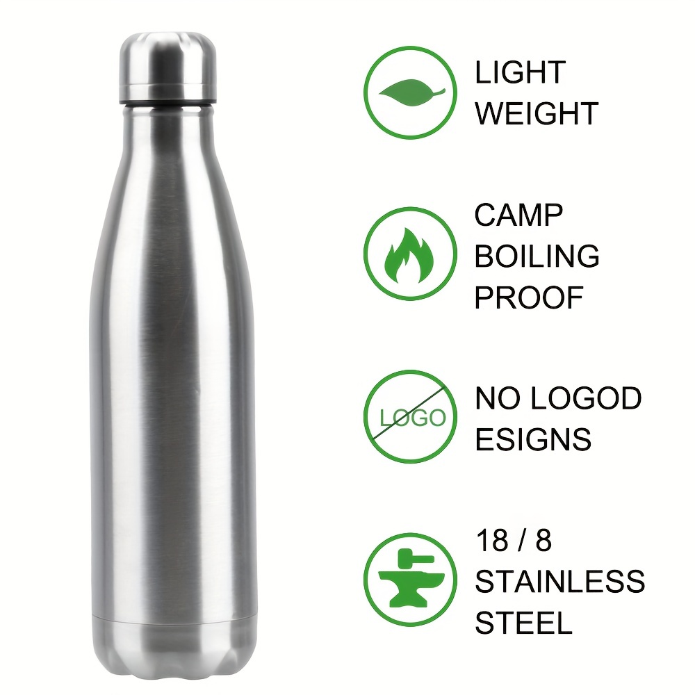 

Stainless Steel Water Bottle - Leak Proof, Lightweight, Camp Boil Proof, Pvc Free, Round, Hand Wash - No Logo Single Wall Insulated - 500ml, 750ml, 1000ml Sizes Available