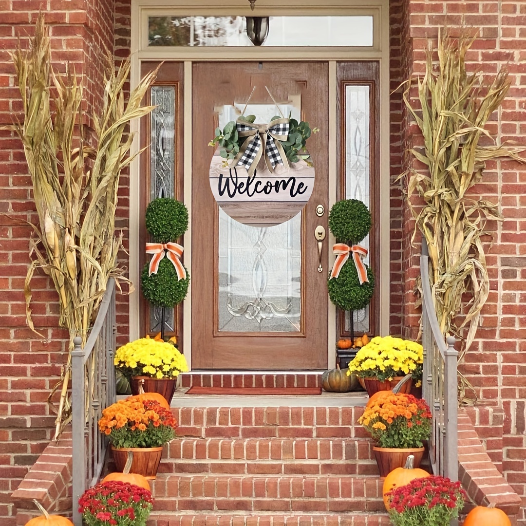 1pc, Welcome Sign For Front Door 11.8in, Rustic Round Front Door Sign  Welcome Sign Front Porch Decor Round Wooden Hanging Sign For Farmhouse  Decoratio