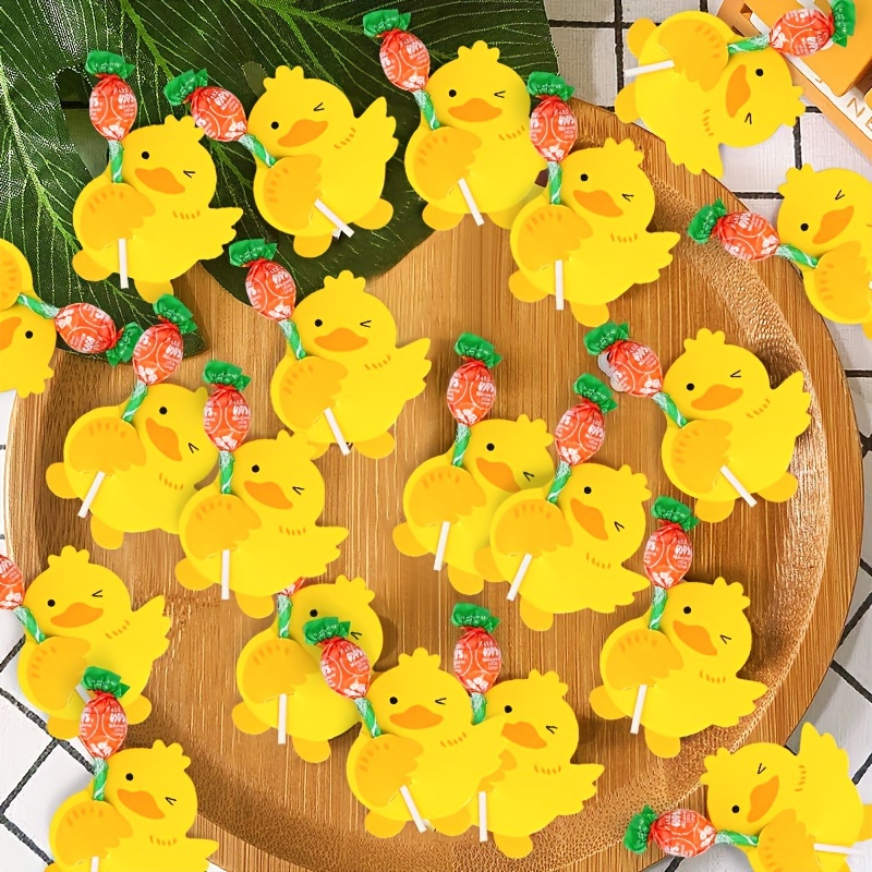 

50pcs Cute Little Yellow Duck Party Lollipop Decoration Card Christmas Decoration Supplies Easter Gift Garland