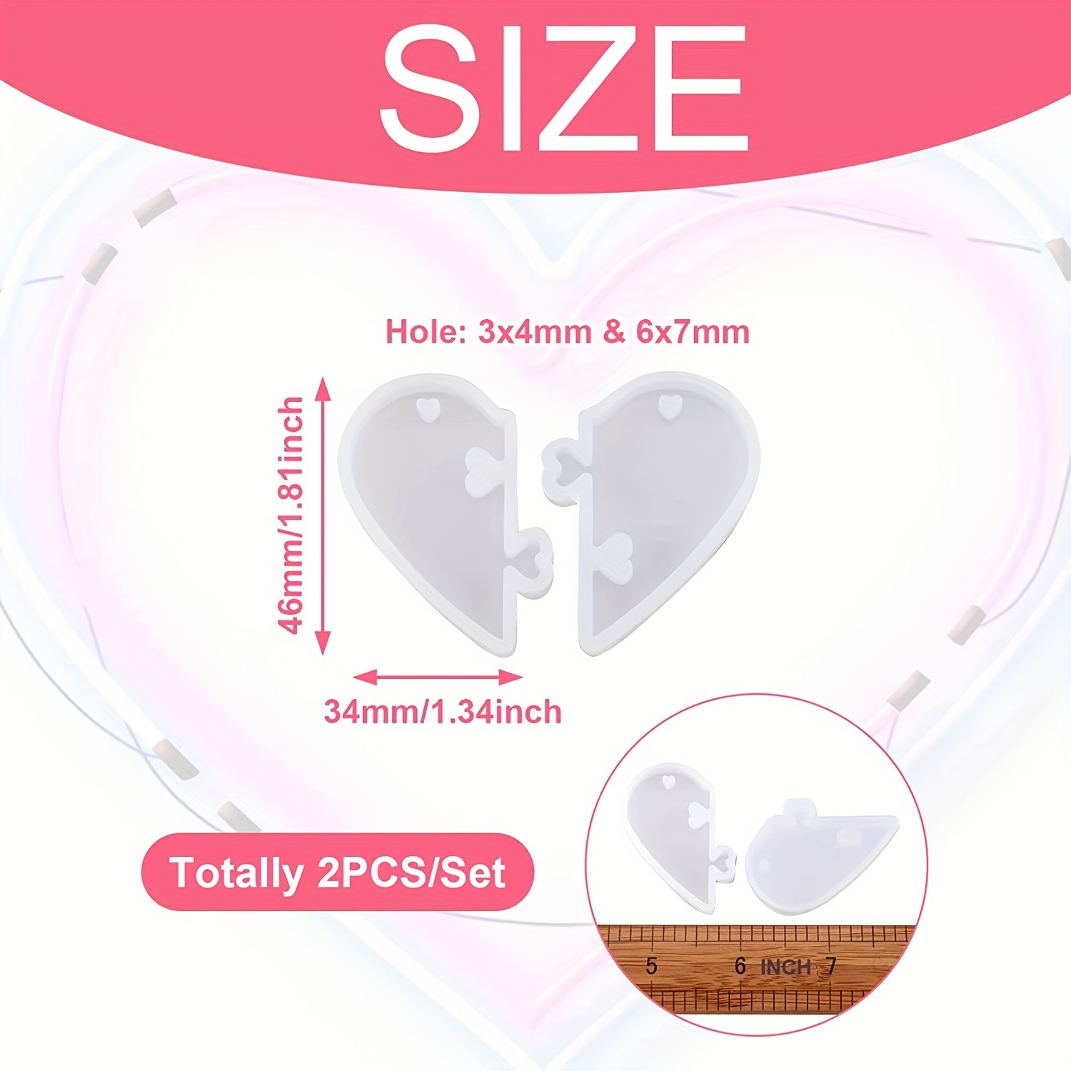 Heart Puzzle Keychain Silicone Mold Couples Pendant Heart - Temu