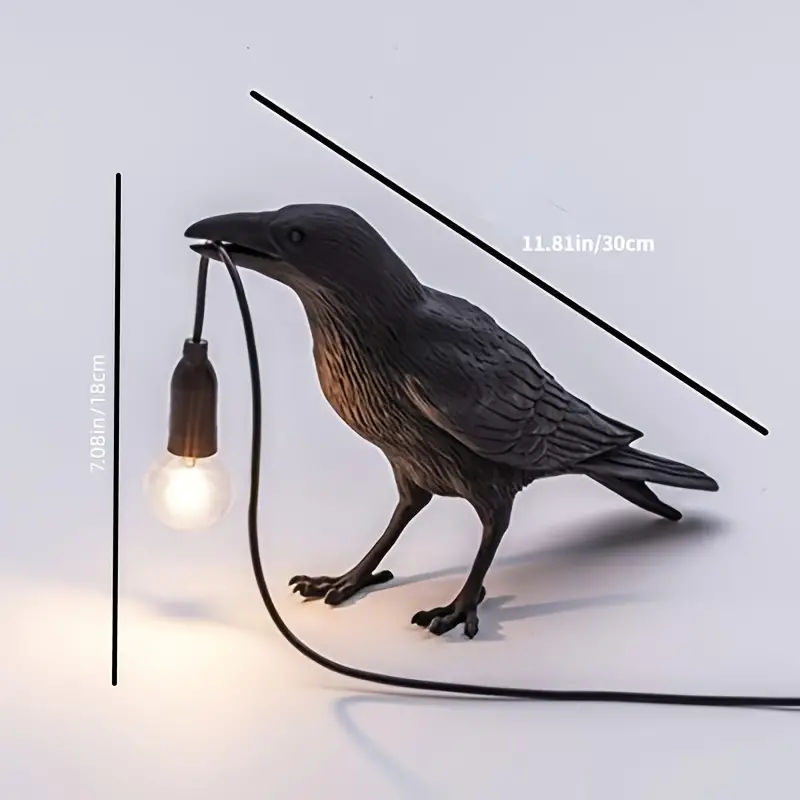 1pc The Gothic Crow Lamp Cute Black Raven Desk Light With USB Line Unique Resi Crow For Table Decor Goth Decor Black Decor Bird Decor Art Decor Home Decor Living Room Bedroom