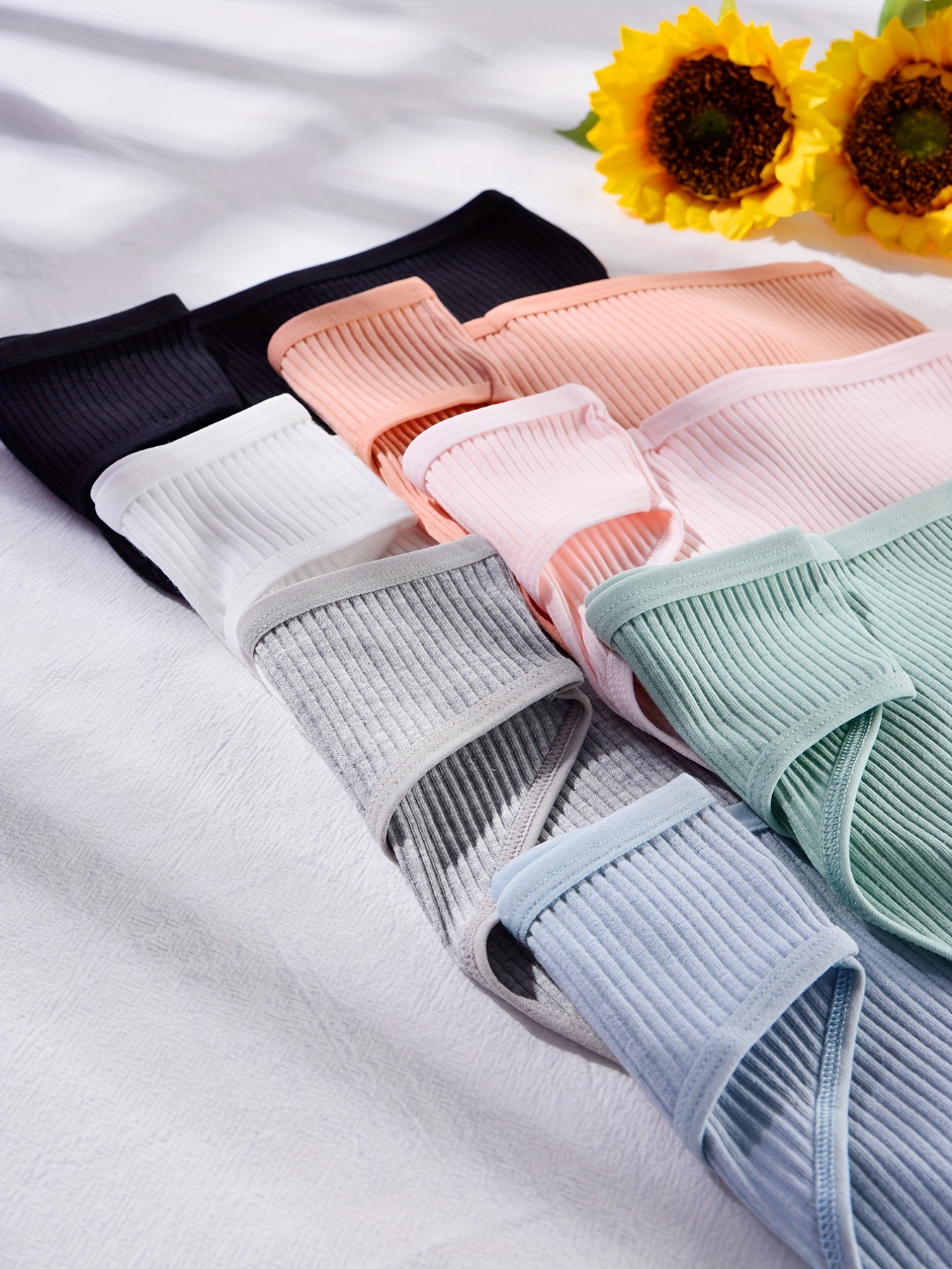 Pastel Color Panties Pack Soft Ribbed Low Waist Intimates - Temu