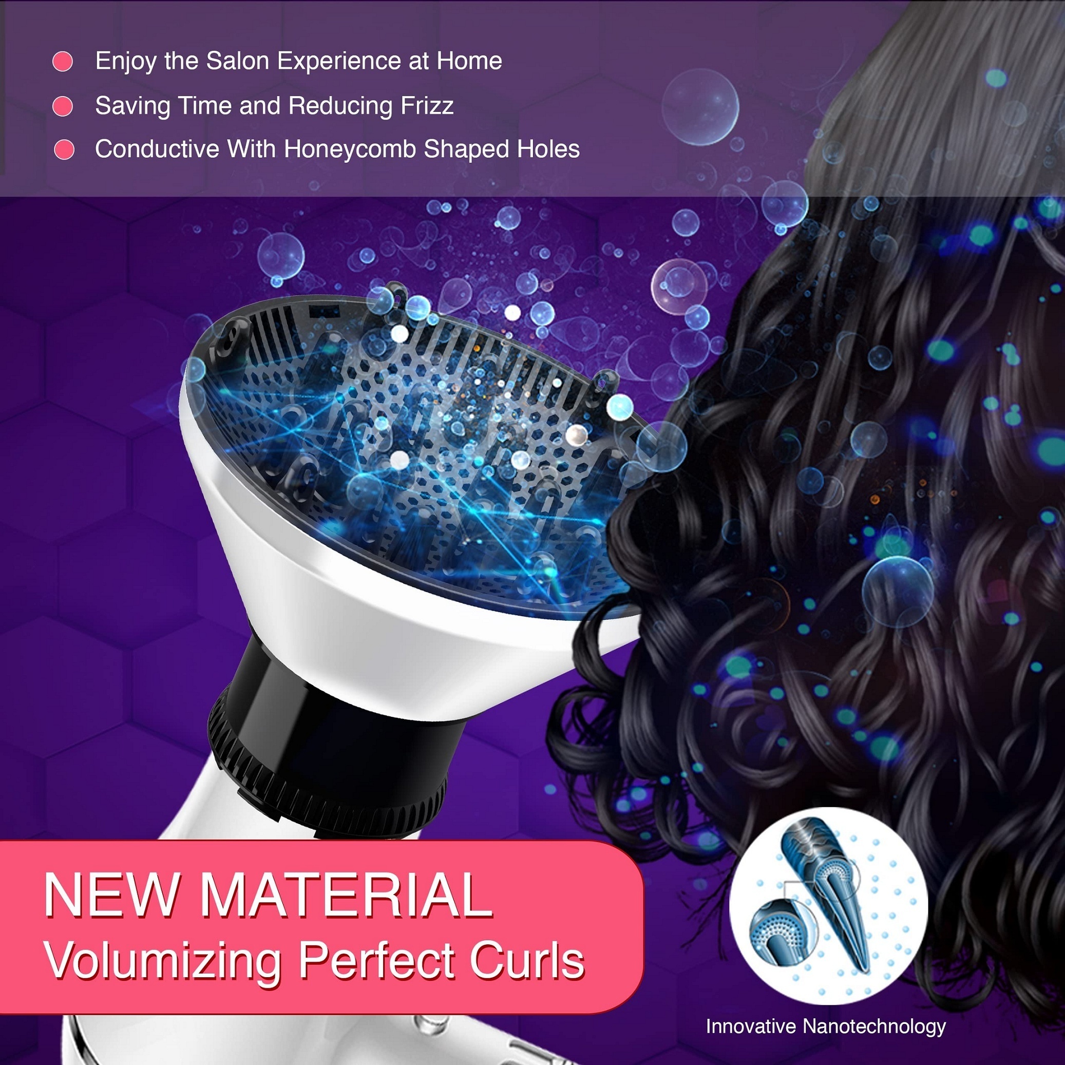 Difusor universal de cabello ajustable que se adapta a la mayoría de tipos  de secador de pelo, diámetro de 1.7 a 2.6 pulgadas, difusor de secador de