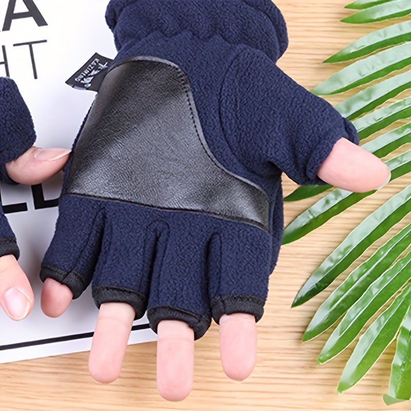 Polar Fleece Warm Gloves Outdoor Activities Two finger Flip - Temu