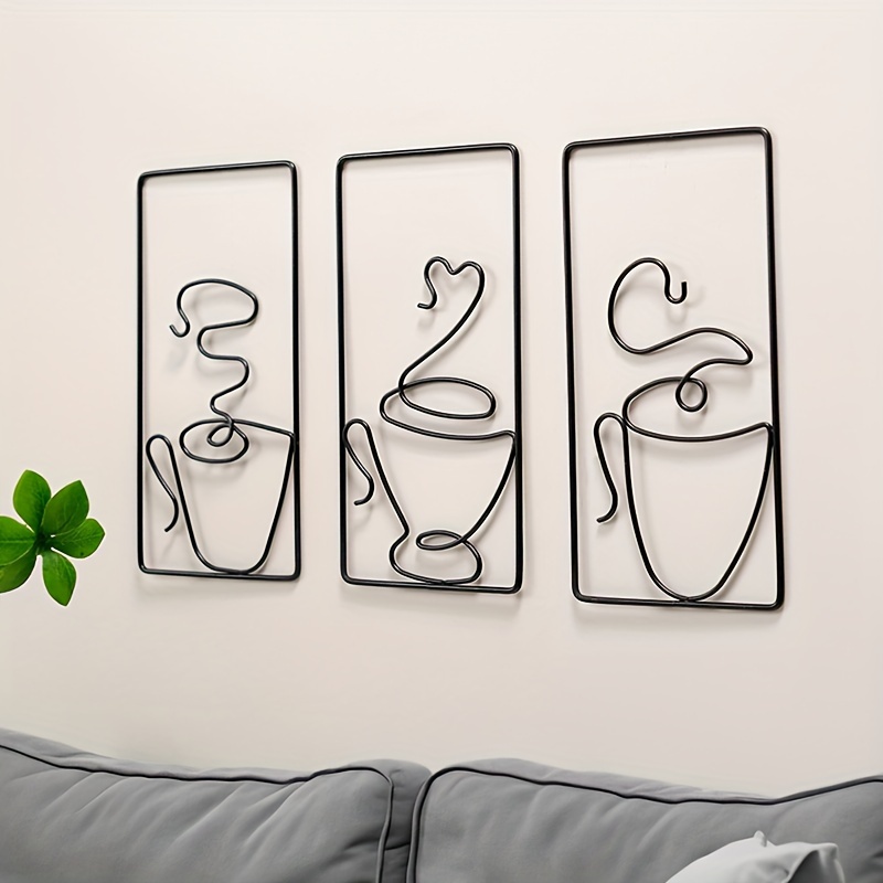 Hotop 4 Pieces Metal Coffee Cup Wall Decor Wire Coffee Sign Cafe Themed  Wall Art Vintage Coffee Decorations for Kitchen,Coffee Shop,Restaurant,Home  (Black) : : Home