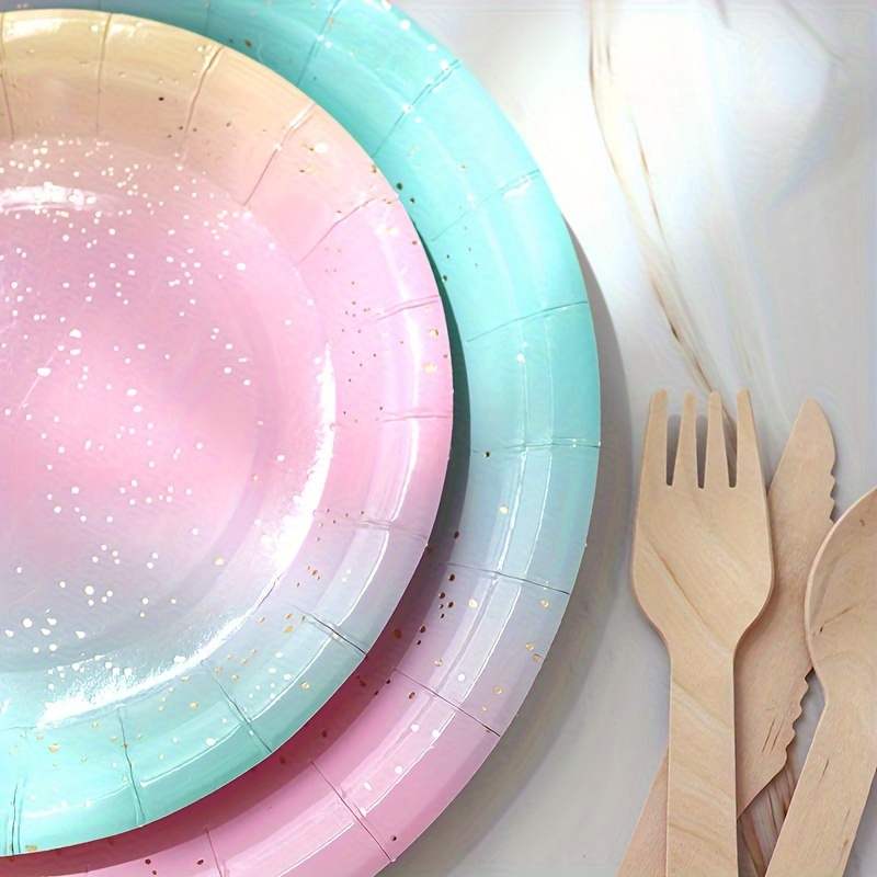 Colorful Bright Rainbow Theme Disposable Cutlery Party - Temu