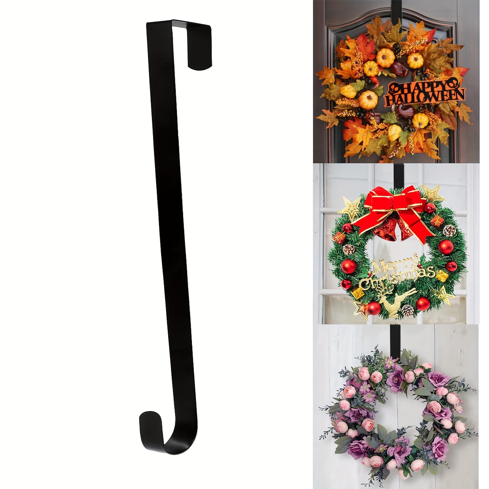 

15 Inches Heavy Duty Wreath Hanger For Front Door Large Wreath Hanger Christmas Wreaths Decorative Hook Premium Sturdy Metal